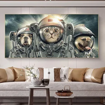 Astronautas Katė Kosmoso Aliejaus Tapyba, Drobės Tapybai, Plakatų Ir Grafikos Sienos Nuotraukas Kambarį Apdaila