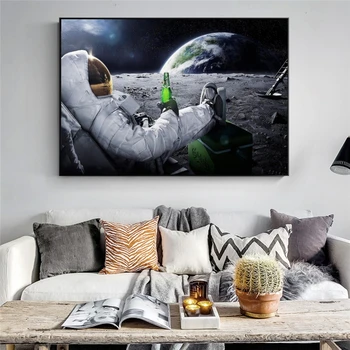 Astronautas Tapybos Astronautas Gerti Alų ant Mėnulio Nuotrauka Plakatus ir Spausdina Pop Meno Tapybos Sienos Meno Nuotrauka už Kambarį