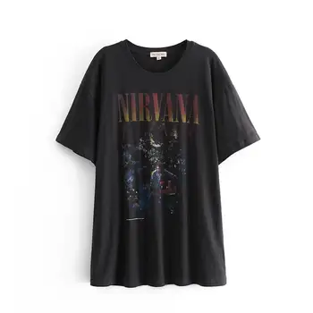 Atsitiktinis Moterų Grafinis T-shirts 2021 m. Vasaros Moterų Marškinėlius Nirvana Spausdinti trumpomis Rankovėmis Viršūnes & Tees