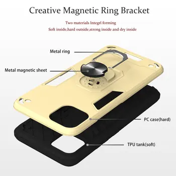 Atsparus Smūgiams Telefoną Atveju Realme C11 Prabanga Šarvai Telefoną Atveju Realme C11 C 11 Magnetinės Metalo Žiedas Apsaugos Galinį Dangtelį 6.5
