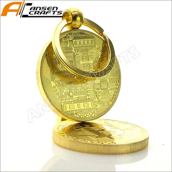 Aukso bitcoin raktų žiedas su aukštos kokybės kapsulėje