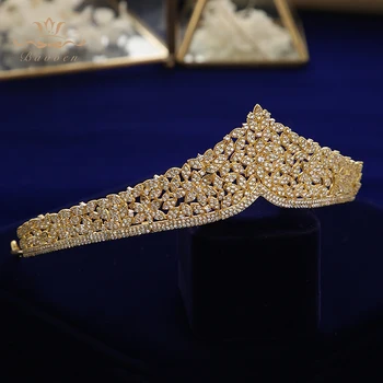 Aukščiausios Kokybės Europos Brides Aukso Žiedų Cirkonis Hairbands Kristalų Tiara Vainikai, Vestuvių Plaukų Aksesuarai Gimtadienio Dovana