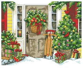 Aukščiausios Kokybės, gražus skaičiuojami kryželiu rinkinys namų, švenčių, Kalėdų durys medžio dovana dim 70-08961 08961