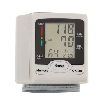Automatinis kraujospūdžio matuoklis Riešo Sphygmomanometer LCD Skaitmeninis Nešiojamas Kamertonas ' Matavimo Impulsų dažnis, Kraujo Spaudimas