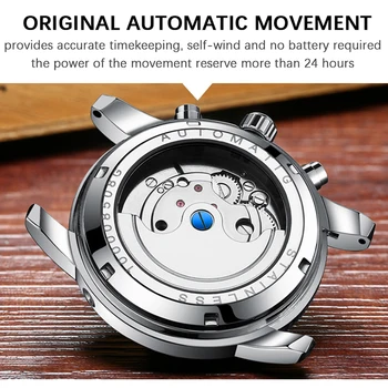 Automatinė Mašinų vyriški laikrodžiai HAIQIN 2019 Naują aukščiausio prabangos prekės ženklo žiūrėti vyrų verslo plieno laikrodis vyrams mėnulis žiūrėti reloj hombre