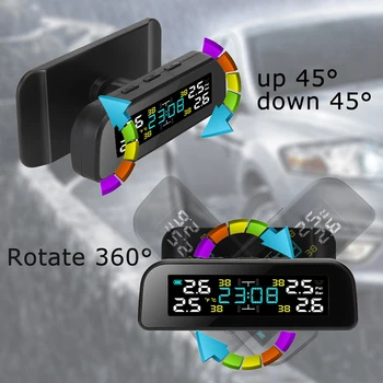 Automobilių PSSS Saulės Įkrovimo Padangų Slėgio Stebėjimo Sistemos Signalizacijos Vandeniui LCD Ekranas Monitoriaus Tipas Temperatūros Davikliai
