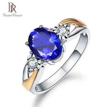 Bague Ringen Sukurta Mėlynas Safyras Žiedai Moterims, Sidabras 925 Sterlingas Papuošalai Vestuvių Žiedas Dalyvavimo Šalies Dovanų safyro žiedas