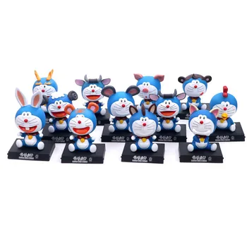 Bandai Doraemon Kinų Zodiako Anime Cute Lėlės Modelis, Purtant Galvą, Automobilių Apdailos Kūrybinės Veiklos Duomenys Pvc Papuošalai, Žaislai
