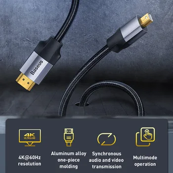 Baseus Mini DP, kad DP Kabelis 4K Vyrų Vyrų Laidas DisplayPort į Mini Display Port Cable Adapter for PC HDTV Viedo Skaitmeninis Kabelis