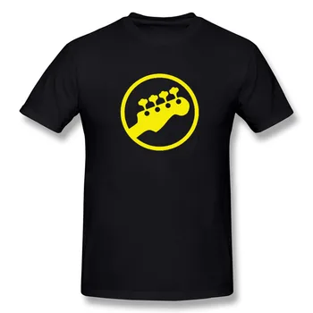 Bass Headstock Gitaros Simboliu Gitaristas Žaidėjas Muzikantai Logotipas Muzikos Roko Juokingi Marškinėliai, O KAKLAS Trumpas Rankovėmis marškinėliai