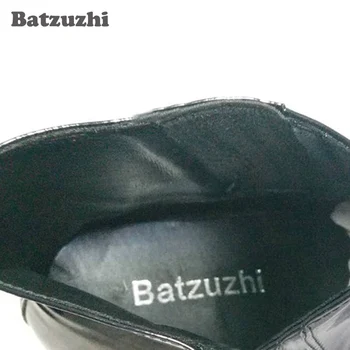 Batzuzhi Mados Britų Stiliaus vyriški Oxfords Batai 6.8 CM Aukštakulniai Juodos Vyrų Batai Odiniai, Suapvalinti Tne Aikštėje aukštakulnių Vyrams, US6-12