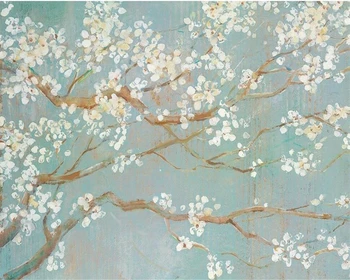 Beibehang Užsakymą 3D tapetai freskomis paprasto rankomis dažyti aliejus, tapyba cherry blossom TV foną, sienos tapetai, sienų ir 3 d
