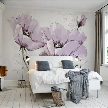 Beibehang Užsakymą tapetai freskomis gražus violetinės gėlės Šiaurės minimalistinio TV fono sienos dokumentų namų dekoro
