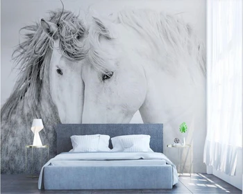 Beibehang Užsakymą šiuolaikinės Šiaurės šalių minimalistinė foto tapetai, freskos pora balto žirgo fone dekoratyvinis dažymas 3d tapetai