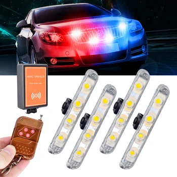 Belaidis Nuotolinio 4x4 LED Strobe Policijos Šviesos Mirksi Gaisrininkai Greitosios pagalbos Automobilis Sunkvežimio Kabinoje Brūkšnys Grotelės Avarinio Įspėjimo Flash Šviesos