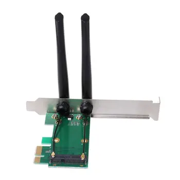 Belaidžio Tinklo plokštė-WiFi Mini PCI-E Express PCI-E Adapterį 2 Antenos Išorės PC