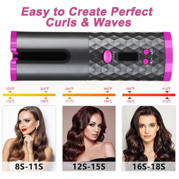 Belaidžiu Automatinė LCD Hair Curler Sukasi Garbanoti Geležies Keraminės Šildymo Banga Plaukų Stick Magija Šildymo Vamzdis Su Plaukų Clips Naujas