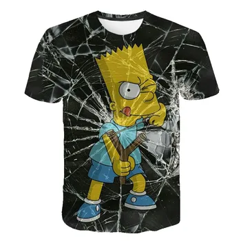 Berniukai Mergina T-Shirt Juokinga Homer Simpson Ir jo Sūnus 3D Atspausdintas Šortai Rankovėmis T-shirt Mados Atsitiktinis Viršūnes & Tees Prekės ženklo Drabužių 14T