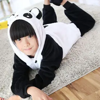 Berniukas, Mergaitė Pižama Vaikams Unisex pijamas Big Eye Panda Vaikas Animacinių filmų Gyvūnų Cosplay Pyjama Onesie Sleepwear Hoodie