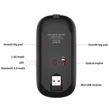 Bevielė Pelė Įkraunama USB Optinė Vertikalus Ergonomiškas Mause Dvitinklis Režimas, Plonas Silent Magic Žaidėjus Bluetooth Mouse For PC Nešiojamas kompiuteris