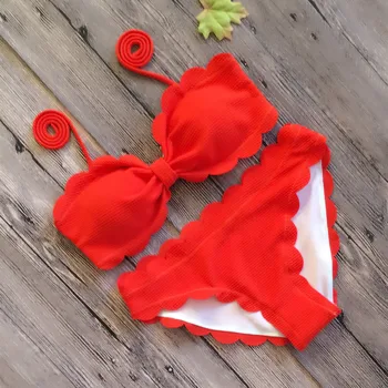 Bikini maudymosi kostiumėlis Moterims, Seksualus, Rožinės spalvos Juodas Raudonas Nėrinių maudymosi Kostiumėliai, Maudymosi Kostiumą, už Paplūdimio Paplūdimys Mažas Juosmens Bikini Komplektas 2019