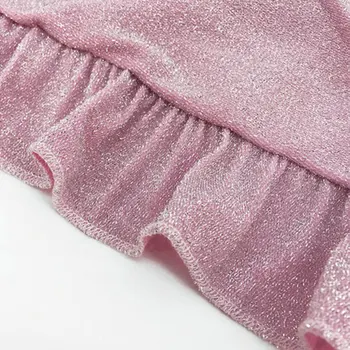 Blizgios rožinės spalvos maudymosi kostiumėlį moteris Seksualus dviejų dalių Pynimas bikini 2020 m. moteris Bandeau maudymosi kostiumėliai moterims, Aukštos sumažinti maudymosi kostiumą, Styginių biquini