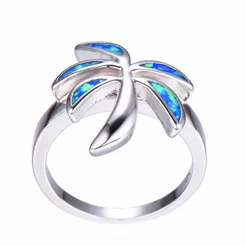 Boho Moterų White Opal Akmens Žiedas, Žavesio Sidabro Spalvos Plonas Vestuviniai Žiedai Moterims Minimalistinio Nuotakos Lapų Vestuvinis Žiedas