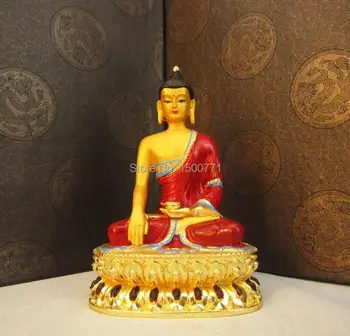 Budos statula/ Nepalas procesas 12 cm žalioji tara Buda vario ir aukso spalvos piešimo Baltoji tara bodhisatvos Buda