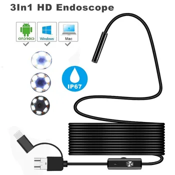 C TIPO USB 3In1 Endoskopą Kamera Automobiliams, Lankstus Sunku Fotoaparato Endoskopą Kamera, skirta 