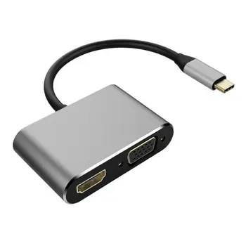 C tipo HDMI 4K VGA Adapteris USB 3.1 Hub USB C VGA, HDMI Vaizdo Keitikliai, Adapteriai 2017 Naujus 