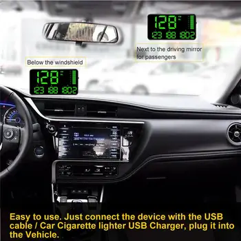 C90 GPS Spidometras Hud Ekranas Automobilį Hud Su greičio viršijimo Signalas Važiavimo Laiką Skaitmeninis Automobilių Laikrodis Hodometro rodmens