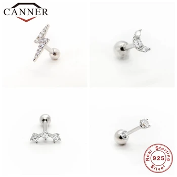 CANNER 925 sterling silver Crystal Cirkonis Žaibo Stud Auskarai, Auskarų Earings Moterų Fine Jewelry pendientes kolczyki