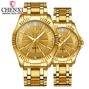 CHENXI Kūrybos Aukso vyriški Kvarcas Laikrodžiai Moterims, Vyrams Full Steel Prabangus Laikrodis Prekės Laikrodžiai mylėtojų Vandeniui Aukso Žiūrėti