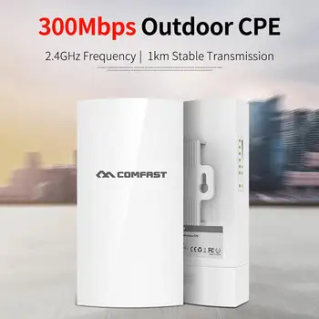 COMFAST CF-E130N 1KM Lauko Belaidžio ryšio Tiltas 5dBi Antenos 300Mbps 2.4 GHz Wifi AP Kartotuvų