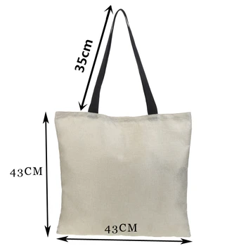 CROWDALE užsakymą dvipusis spausdinimas rankinės serija pečių maišą daugkartinio naudojimo, sulankstomas lino maišelis meilės laišką serija laisvalaikio 43cm*43