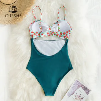 CUPSHE Mini Hibiscus ir Mėlyną vientisas Seksualus maudymosi kostiumėlį Iškirpti Bowknot Moterų Monokini 2021 Mergina Paplūdimio Maudymosi Kostiumą, maudymosi Kostiumėliai,