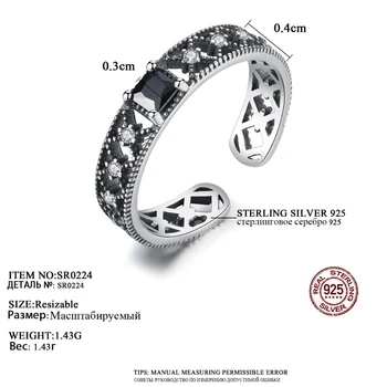 CZCITY Geometrinis Autentiški 925 Sterlingas Sidabro Žiedai Moterims Tuščiaviduriai Dizaino Zircons Mados Žiedas, Papuošalų Gamyklos Pardavimo Tiesiogiai