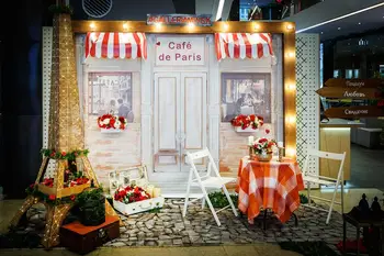 Cafe De Paris Retro Parduotuvėje Eifelio Bokštas Fotografijos Fonas Užsakymą Fotostudijos Fonai, Vestuvių Fotosesiją