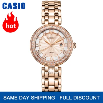 Casio žiūrėti Swarovski Kristalų moterų laikrodžiai top brand prabanga nustatyti ponios žiūrėti moterų 50mWaterproof Kvarco Sporto laikrodis reloj mujer