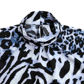 Celmia Moterų Satin Palaidinės 2021 Mados Ilgomis Rankovėmis Slik Viršūnes Atsitiktinis Leopardas Spausdinti Seksualus Blusas Femininas Elegantiškas Darbą Marškinėliai 7