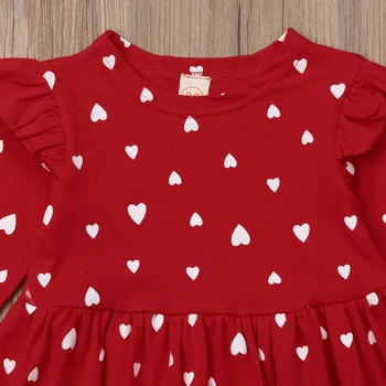 Citgeett Pavasario Kalėdos Baby Girl Princesė Dress Vaikai Mėgsta Širdies Tutu Šalis Vestuvių Valentino Raudona Širdis Myli Suknelė