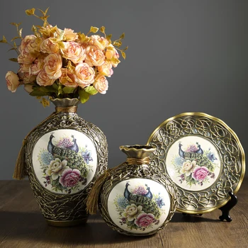 Creative vestuvių dovana, namų baldai retro keramikos vaza trijų dalių kambarį papuošalai papuošalai Europos stilius