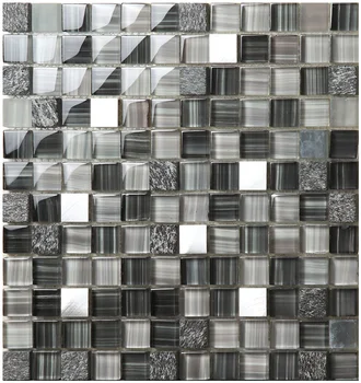 Crystal Black Pilka, Stiklo Mozaikos Virtuvės Backsplash Plytelės Sidabro spalvos Metalo, Aliuminio Vonios Sienos Plytelių YBL004