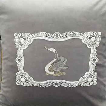 Cusack 2 Vnt 27 x 18 cm Baltų Nėrinių Aplikacijos Akių Išsiuvinėti Swan Drabužių, Namų Tekstilės Atraižos 
