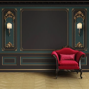 Custom Freskos 3D Tapetai Europos Stiliaus Aukso Reljefo, TV Foną, Sienų Dekoras Tapybos Prabanga Kambarį Miegamojo Sienos Popieriaus