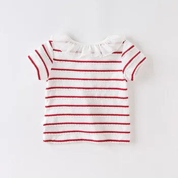 DB12972 dave bella vasaros kūdikių mergaičių mielas dryžuotas marškinėliai vaikų trumpomis rankovėmis viršūnes merginos mielas vaikai mados tees