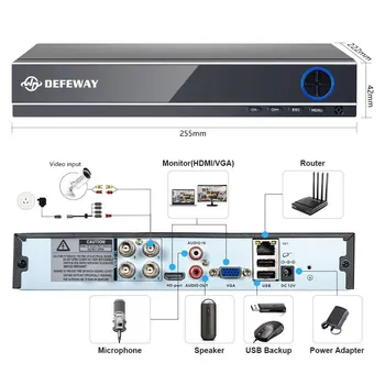 DEFEWAY Vaizdo Stebėjimo Komplektas 4CH DVR Saugumo kamerų Sistema, Nustatyti 1080P HD 4Pcs Namo Lauko CCTV Vaizdo Stebėjimo Kameros