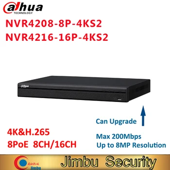 Dahua H. 265 4K NVR NVR4208-8P-4KS2 NVR4216-16P-4KS2 8ch 16ch 8 Poe uosto vaizdo įrašymas Iki 8MP Raiškos vaizdo apsaugos sistema