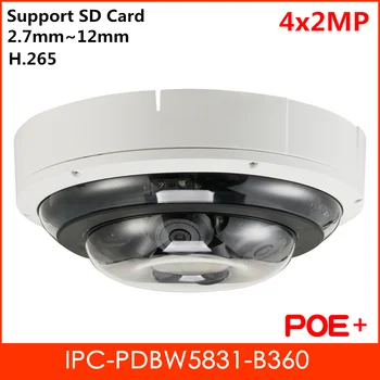 Dahua Panoraminis Fotoaparatas 4x2MP PoE+ IR Dome Network IP Camera Multi-Jutiklis 2.7 mm-12mm Motorizuotas objektyvas Parama SD Kortele ir ir 30m