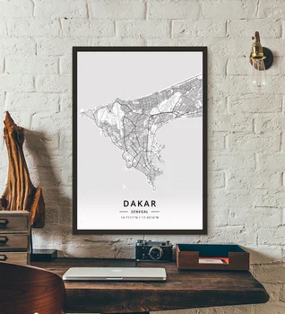 Dakaro Senegalas Žemėlapis Plakatas